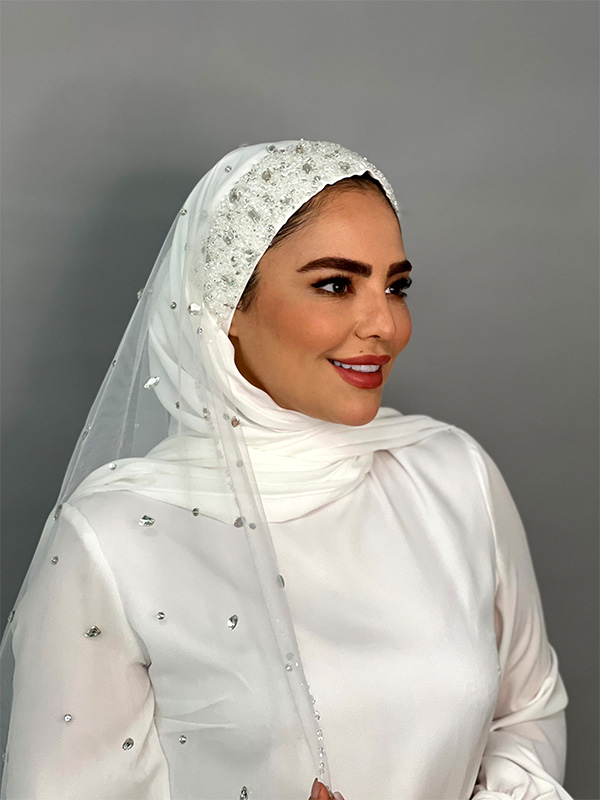 تور عروس پوشیده کارشده با کریستال