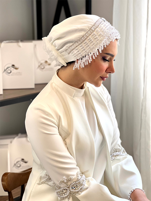توربان عروس کار شده با سنگ
